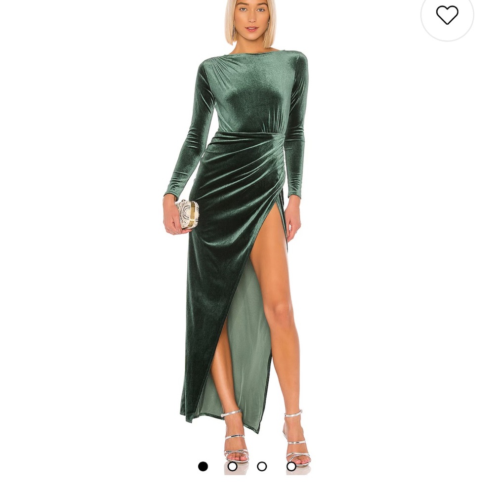 Michael Costello x REVOLVE Green Ruched Slit Gown
